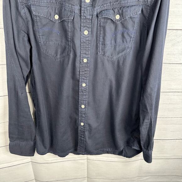 G Star Raw Mens Size Medium Arc 3D Long Sleeve Shirt Western Style Blue Chambray - Picture 8 of 12
